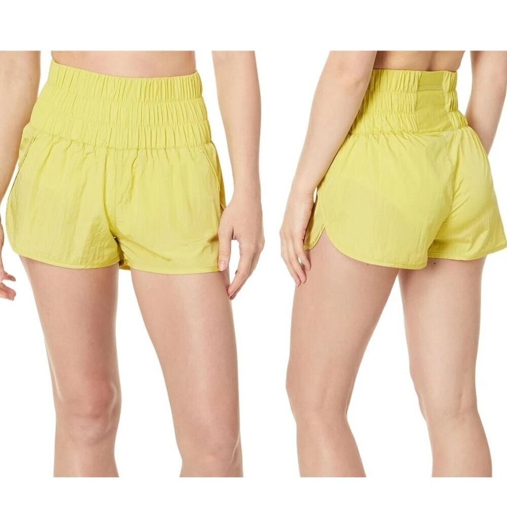 Free People Yellow The Way Home High Waisted Shorts 3788